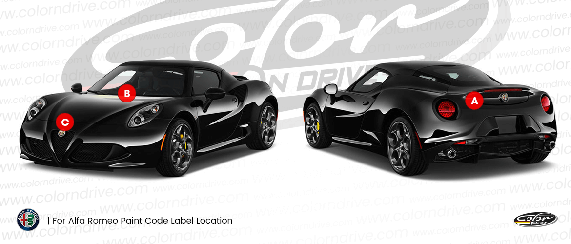 ALFA ROMEO kleurcode-label locatiediagram